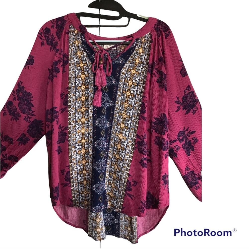 Mason & Belle Large Pink Print Stitch Blouse